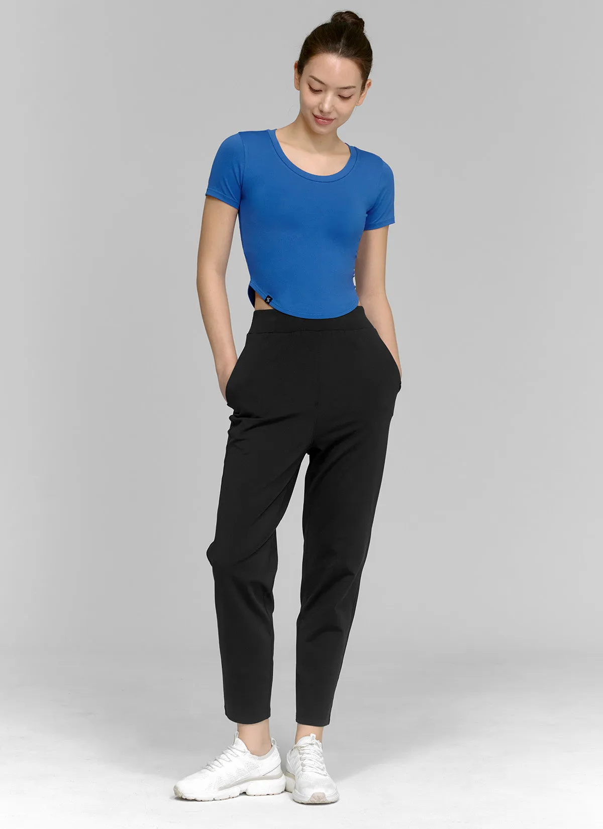 Peach Cotton-like Slim Pants