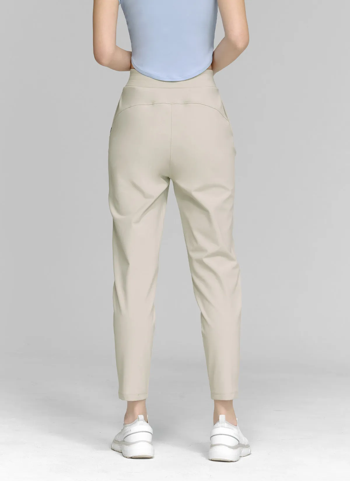Peach Cotton-like Slim Pants
