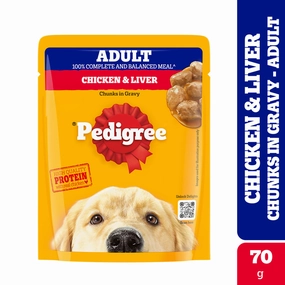 Pedigree Chicken and Liver Chunks in Gravy Adult Dog Wet Food (70g)