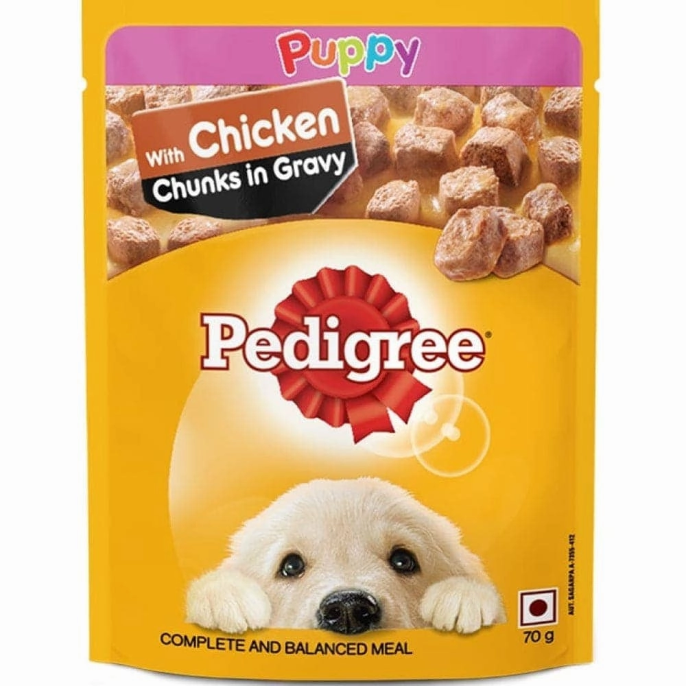 Pedigree Chicken and Milk Dry and Chicken Chunks in Gravy Wet Puppy Food Combo