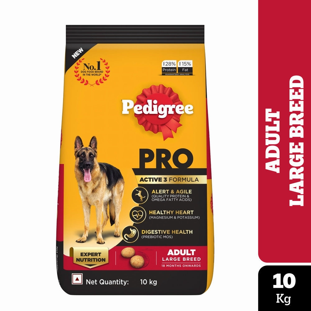 Pedigree PRO Expert Nutrition Active Adult Large Breed Dry Food and Pedigree Chicken & Liver Chunks in Gravy Adult Dog Wet Food Combo