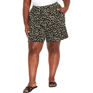 Plus Alisha Womens Knit Printed Casual Shorts