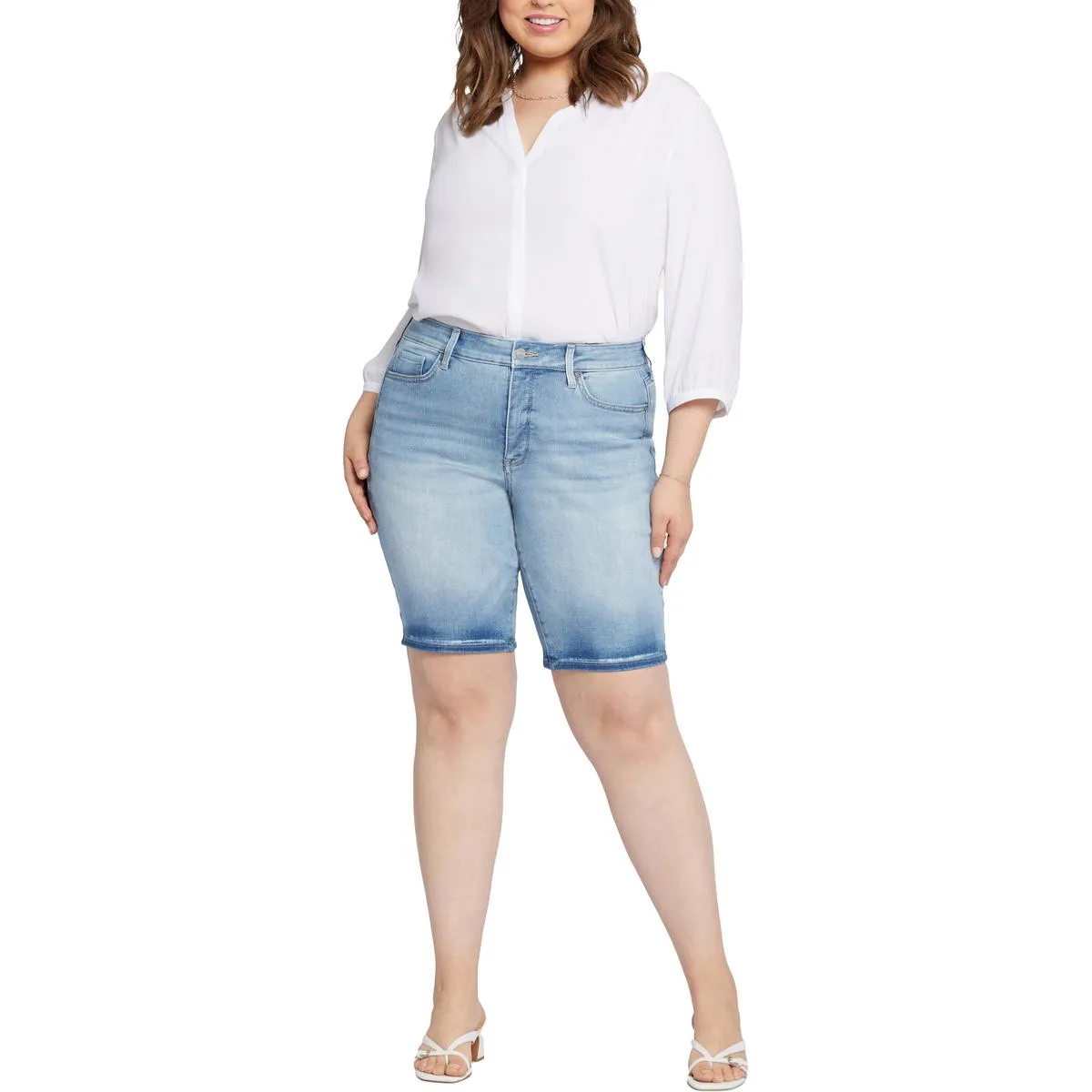 Plus Briella Womens Faded Denim Denim Shorts