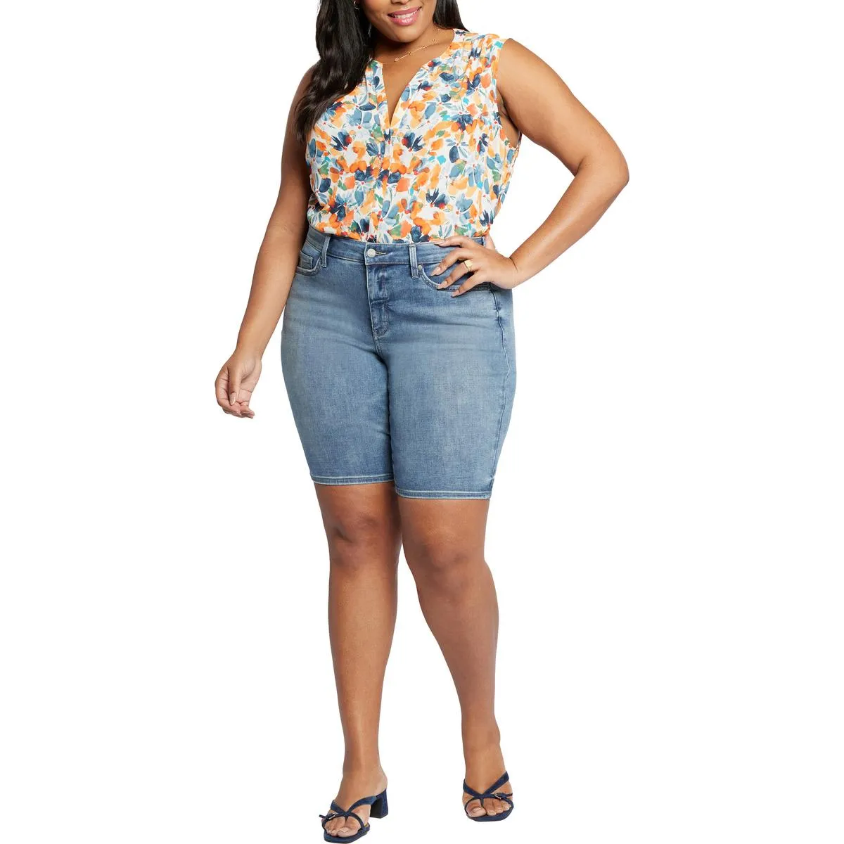 Plus Briella Womens Faded Denim Denim Shorts