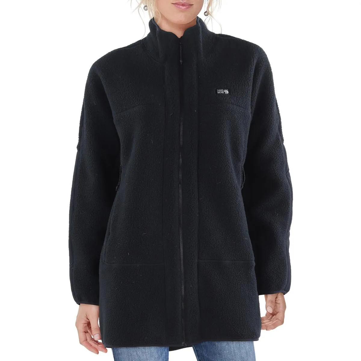 Plus Womens Collar Faux Fur Fleece Jacket