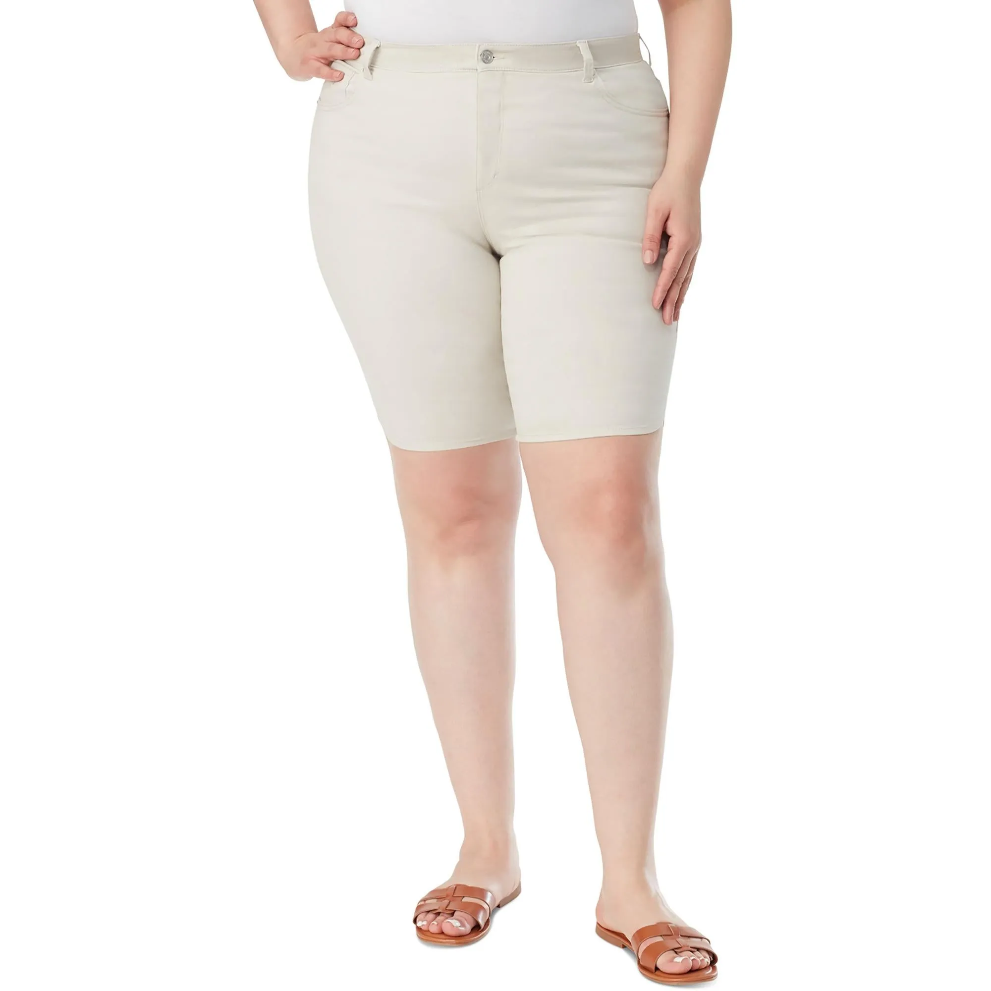 Plus Womens Slimming High Rise Bermuda Shorts