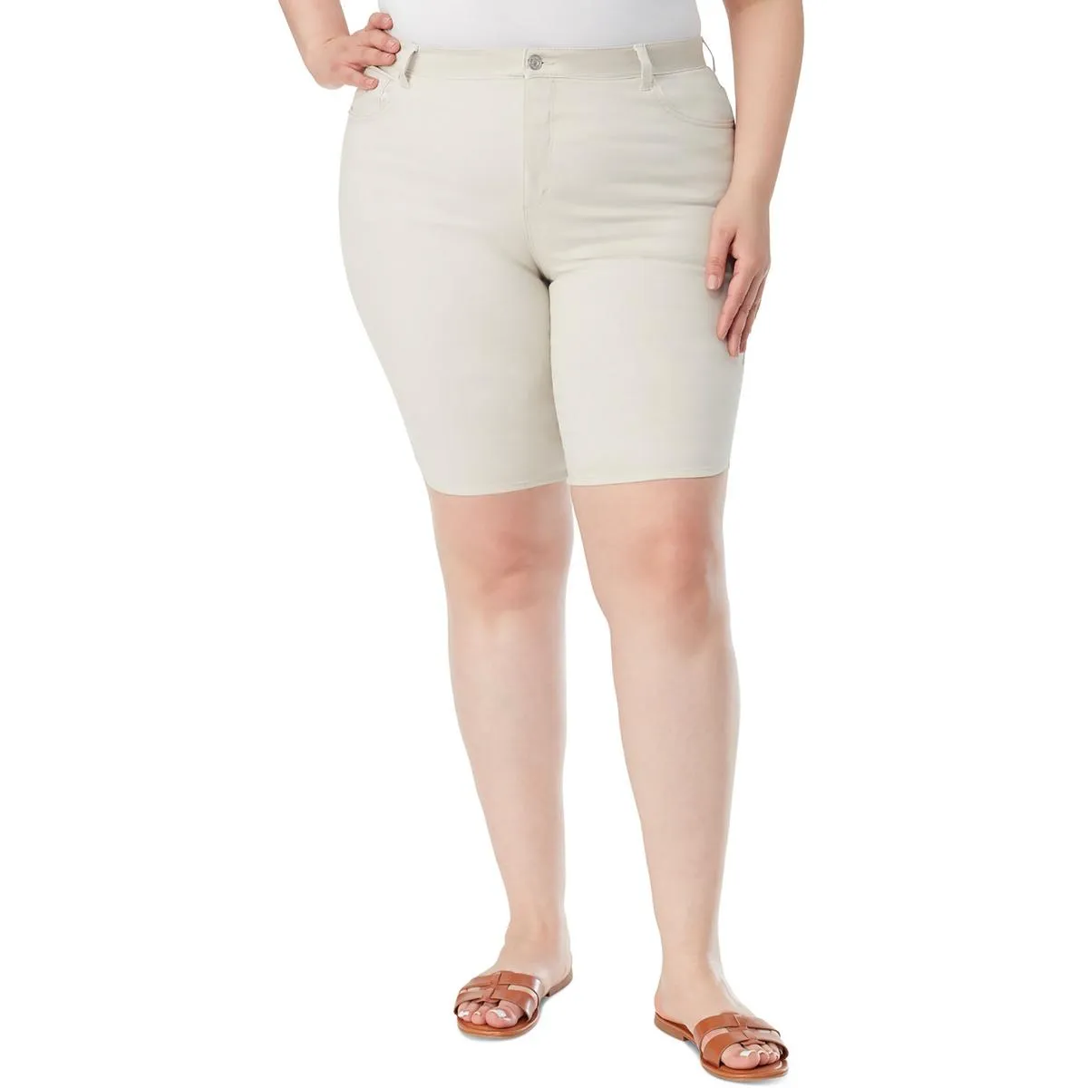 Plus Womens Slimming High Rise Bermuda Shorts