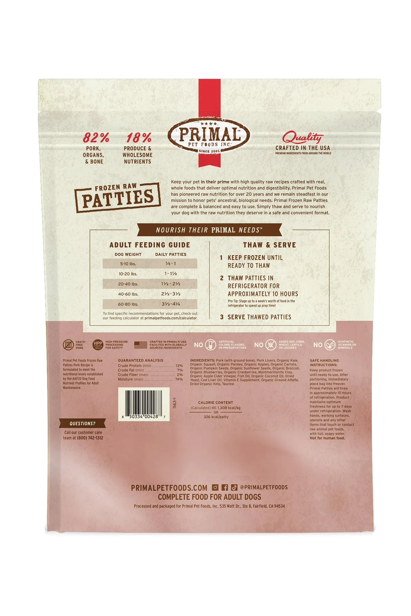 Primal Pork Frozen Raw Dog Food