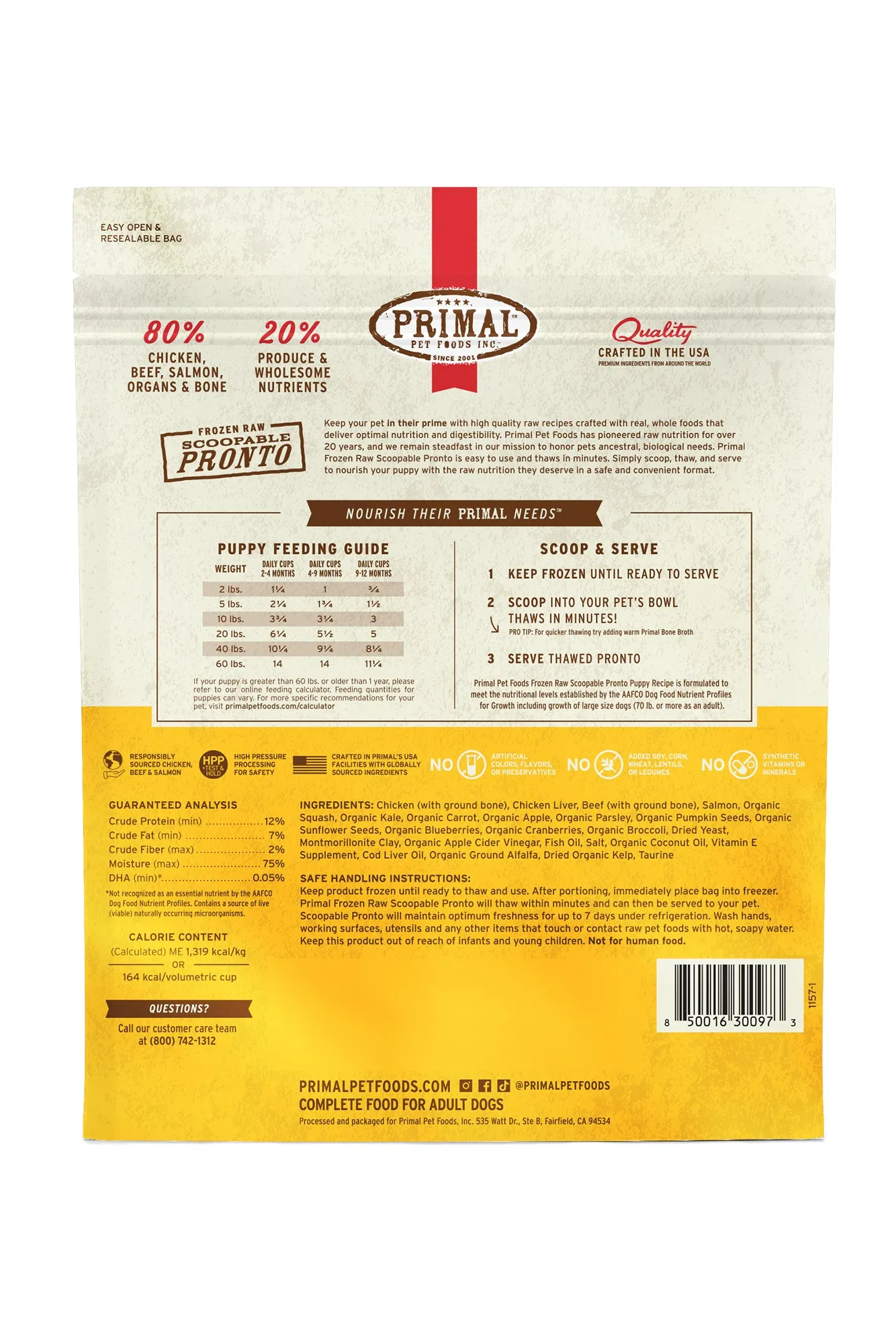 Primal Pronto Puppy Raw Dog Food