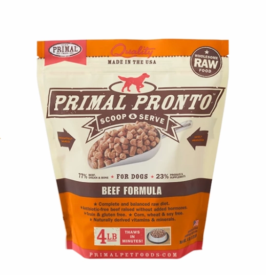 Primal Pronto Dog Raw Beef 4lbs.