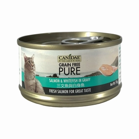 PURE Grain Free Cat Can - Salmon & Whitefish in Gravy