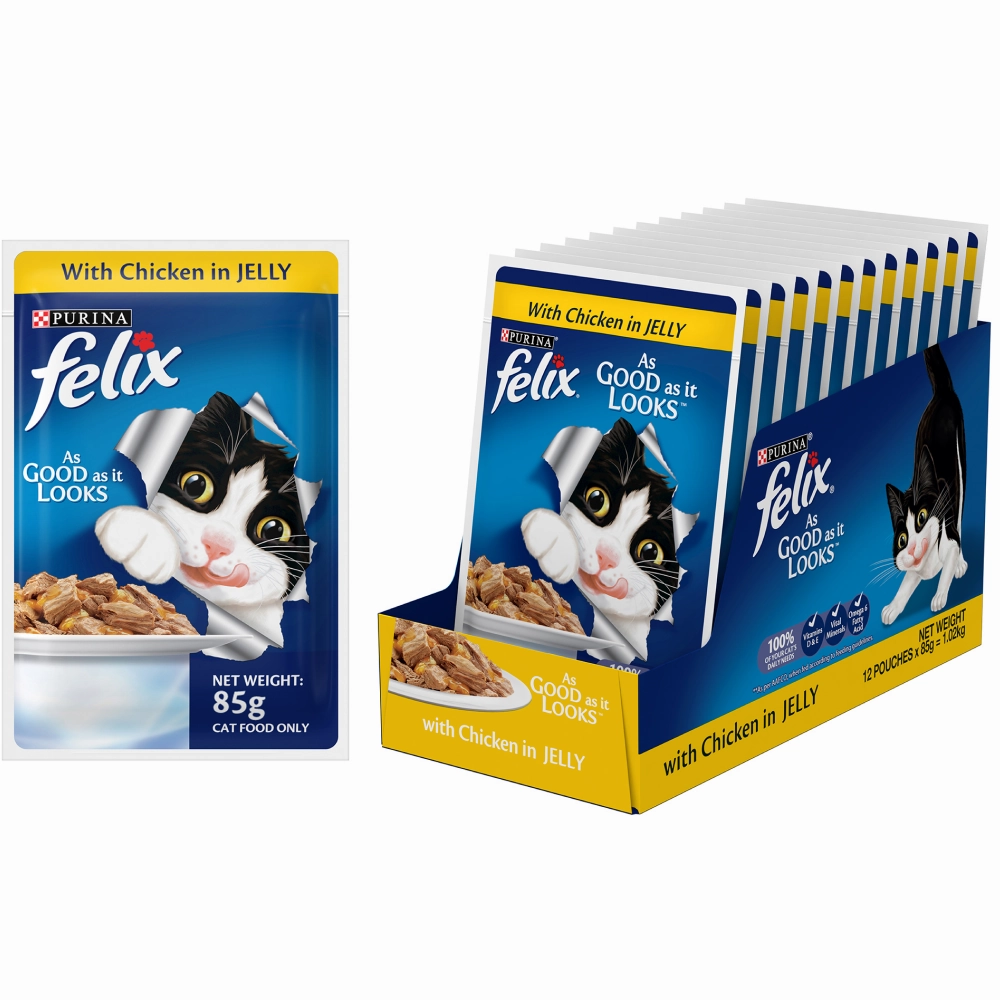 Purina Felix Chicken with Jelly and Tuna with Jelly Adult Cat Wet Food Combo