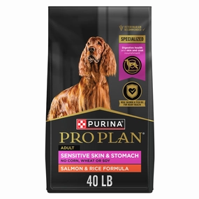 Purina Pro Plan Sensitive Skin and Stomach Dog Food Dry, Adult Salmon & Rice Formula, Digestive Health