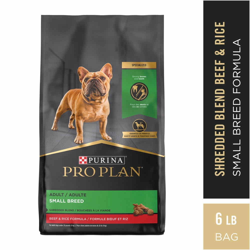 Purina Pro Plan Specialized Shredded Blend Beef & Rice Formula High Protein Small Breed Dry Dog Food