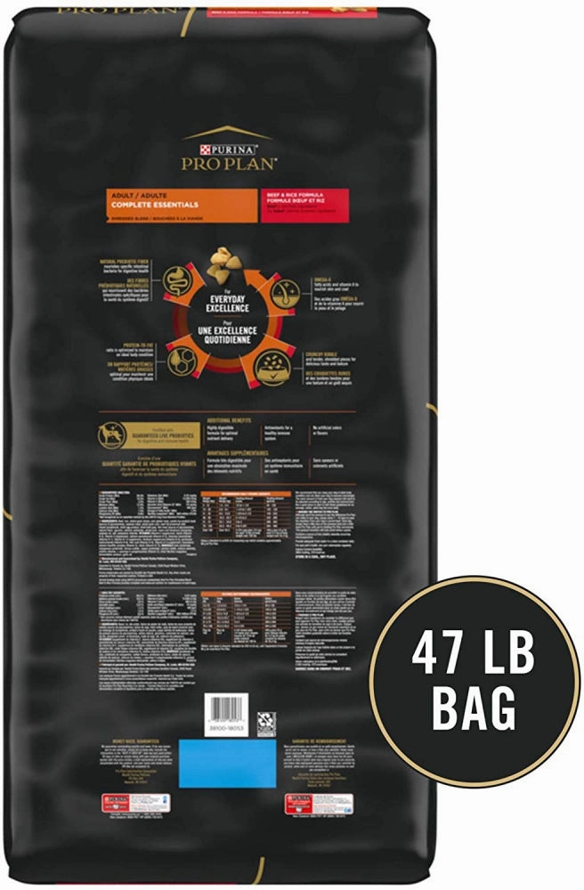 Purina Pro Plan With Probiotics High Protein Shredded Blend Beef & Rice Formula Dry Dog Food