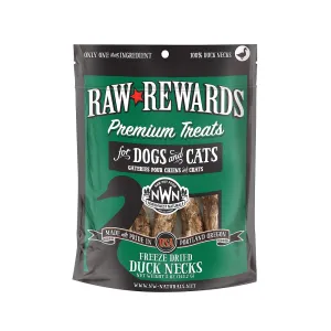 Raw Rewards Freeze Dried Duck Neck Treats for Dogs & Cats