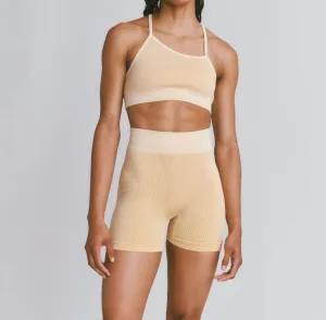 Rib Biker Short In Pistachio/marigold