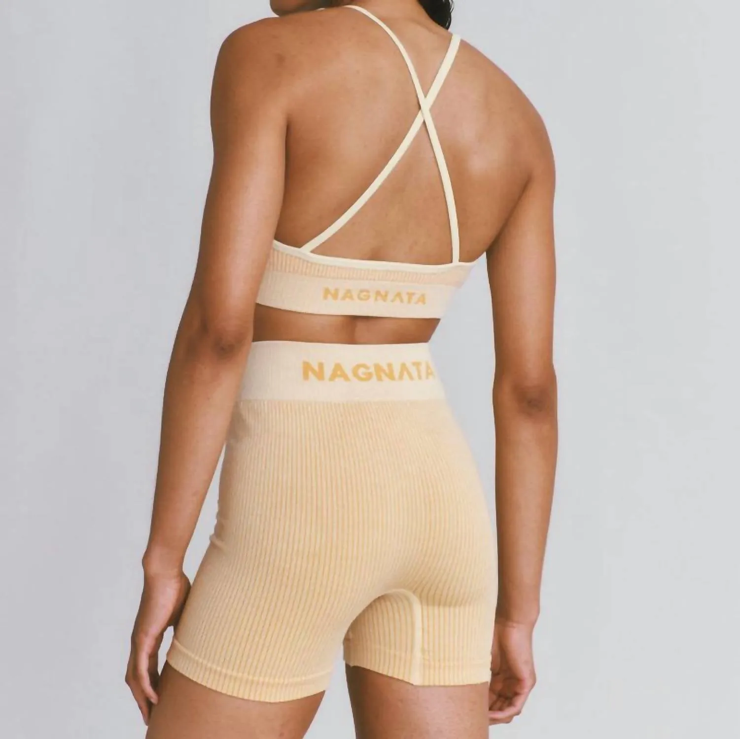Rib Biker Short In Pistachio/marigold