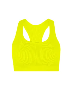 RIBBED ELATED Bra Top | Neon Yellow