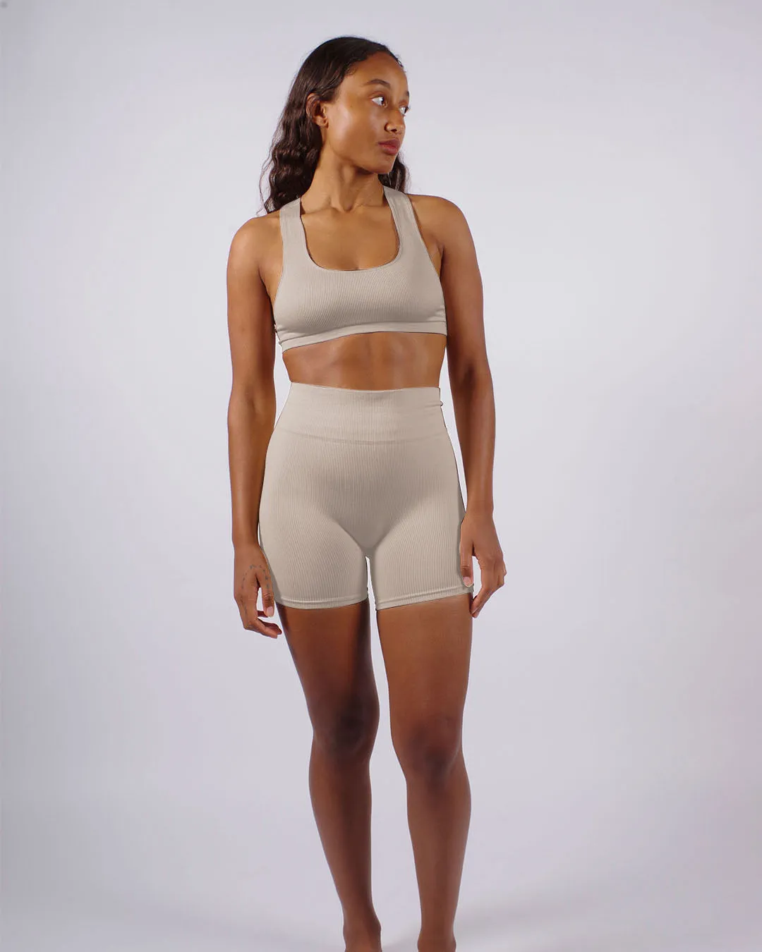 RIBBED ELATED Bra Top | Taupe