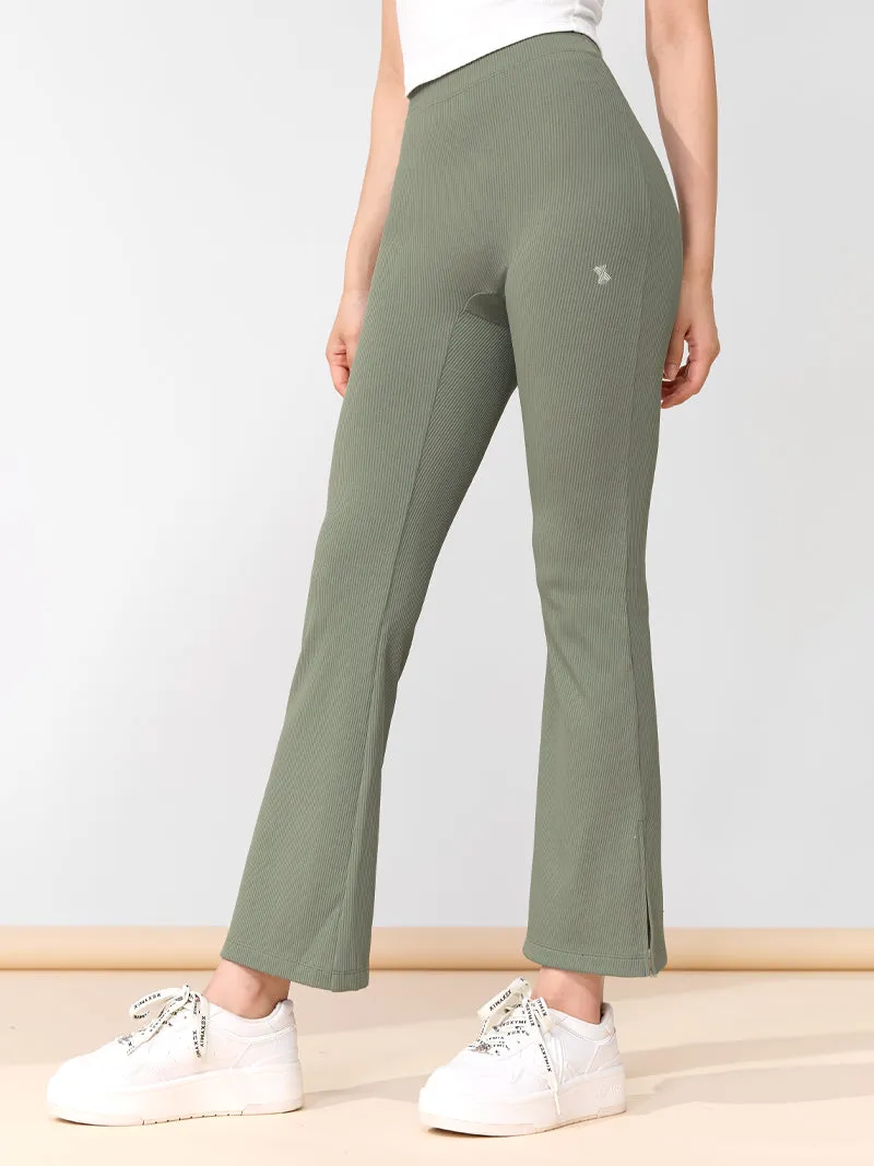 Ribbed Tension Bootscut Slit Pants