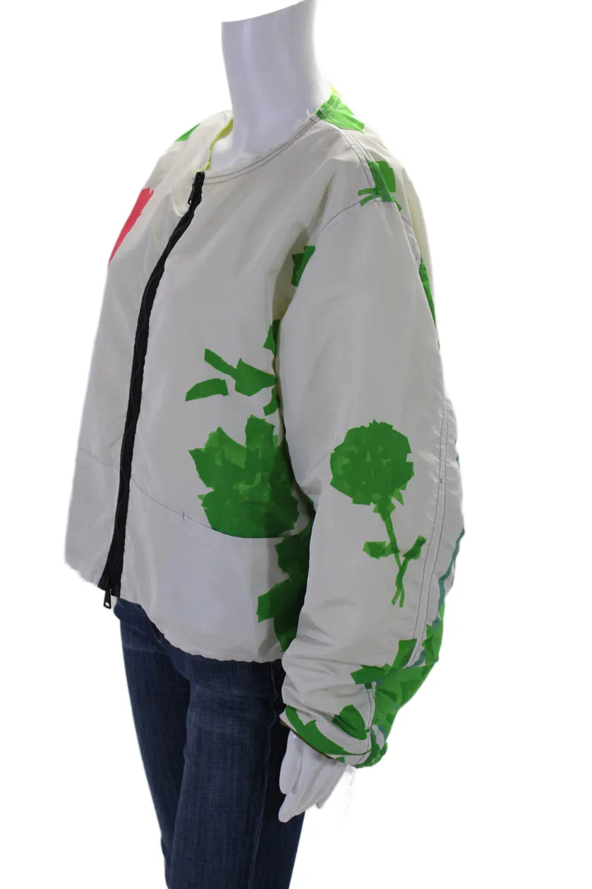Rohka Womens Front Zip Cropped Summer Bomber Jacket White One