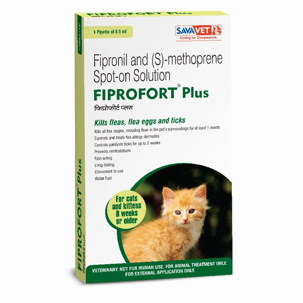 Savavet Fiprofort Plus (Fipronil) Tick & Flea Control Spot On and Vetina Canworm (Fenbendazole) Pet Deworming Suspension 30ml Combo