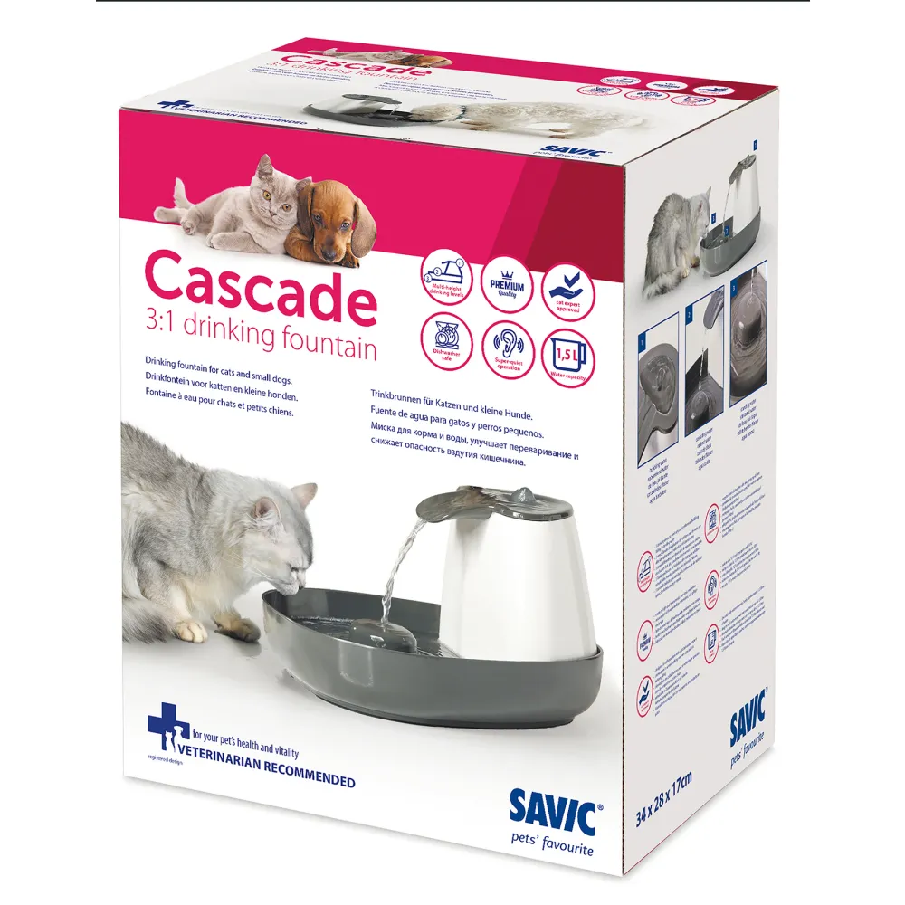Savic Cascade Anthracite Water Fountain for Cats (Grey)