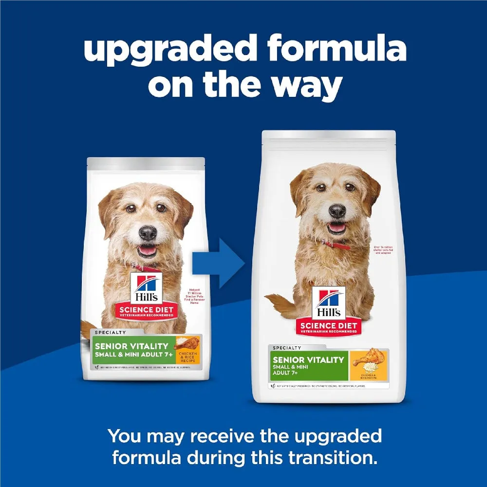 Science Diet - Senior Vitality - Small & Mini Chicken & Brown Rice Adult 7  Dog Dry Food