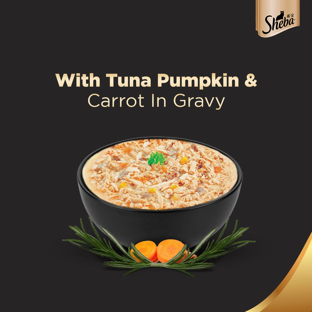 Sheba Chicken Loaf, Chicken With Tuna and Tuna Pumpkin & Carrot In Gravy Rich Premium Adult Fine Cat Wet Food Combo