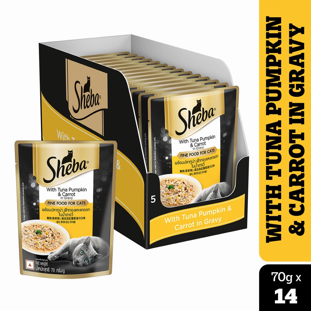 Sheba Chicken Loaf, Chicken With Tuna and Tuna Pumpkin & Carrot In Gravy Rich Premium Adult Fine Cat Wet Food Combo
