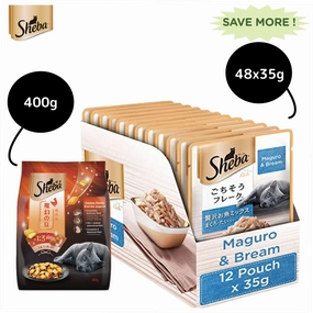 Sheba Maguro & Bream Fish Mix Premium Cat Wet Food Combo and Chicken Flavour Irresistible All Life Stage Cat Dry Food