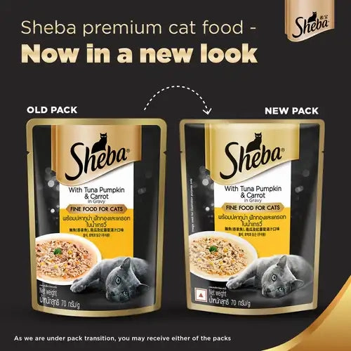 Sheba Tuna Pumpkin & Carrot In Gravy and Whiskas Chicken in Gravy Cat Wet Food Combo