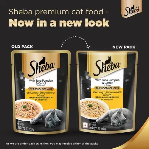 Sheba Tuna Pumpkin & Carrot In Gravy and Whiskas Tuna in Jelly Cat Wet Food Combo