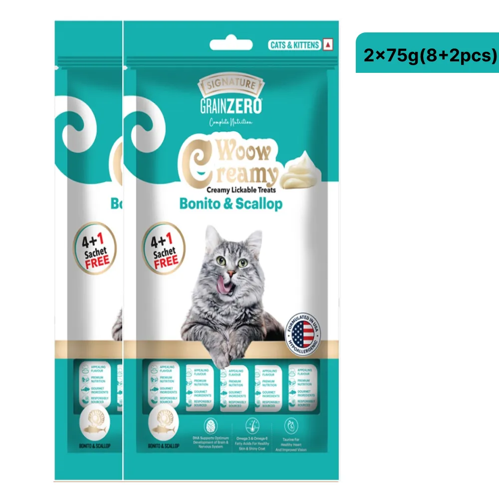 Signature Grain Zero Bonito and Scallop Lickable Creamy Treats for Cats