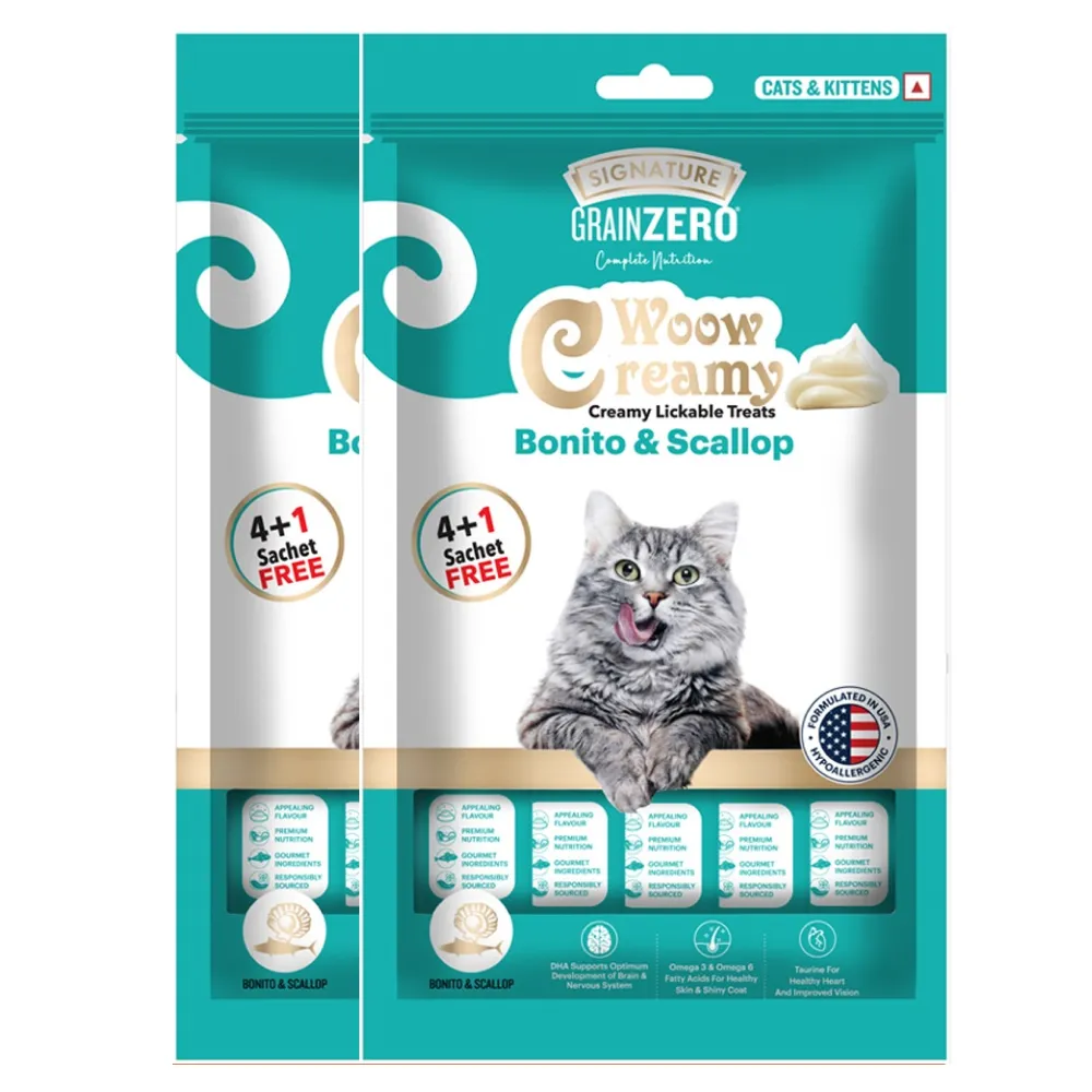 Signature Grain Zero Bonito and Scallop Lickable Creamy Treats for Cats