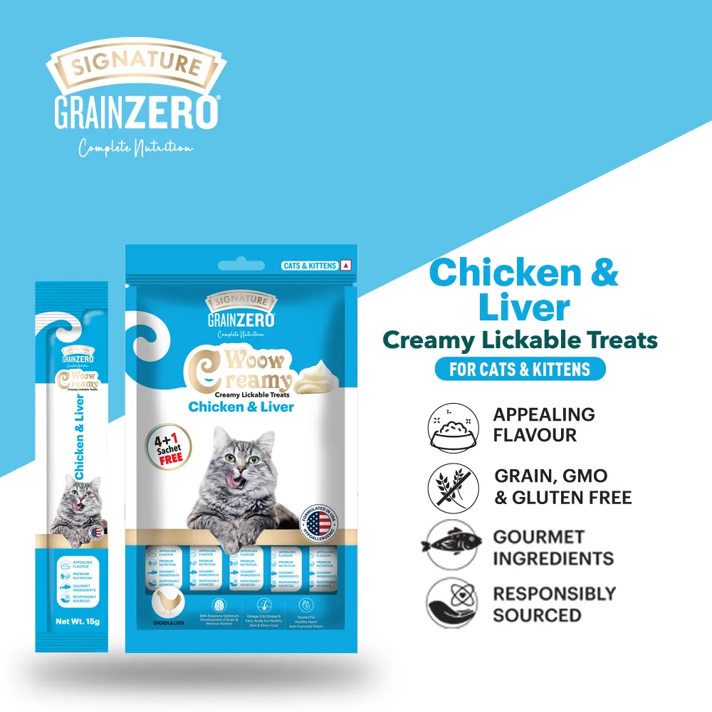 Signature Grain Zero Crab and Chicken & Liver Lickable Creamy Cat Treats Combo