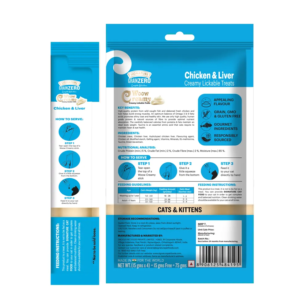Signature Grain Zero Crab, Salmon, Chicken and Liver Lickable Creamy Cat Treats Combo