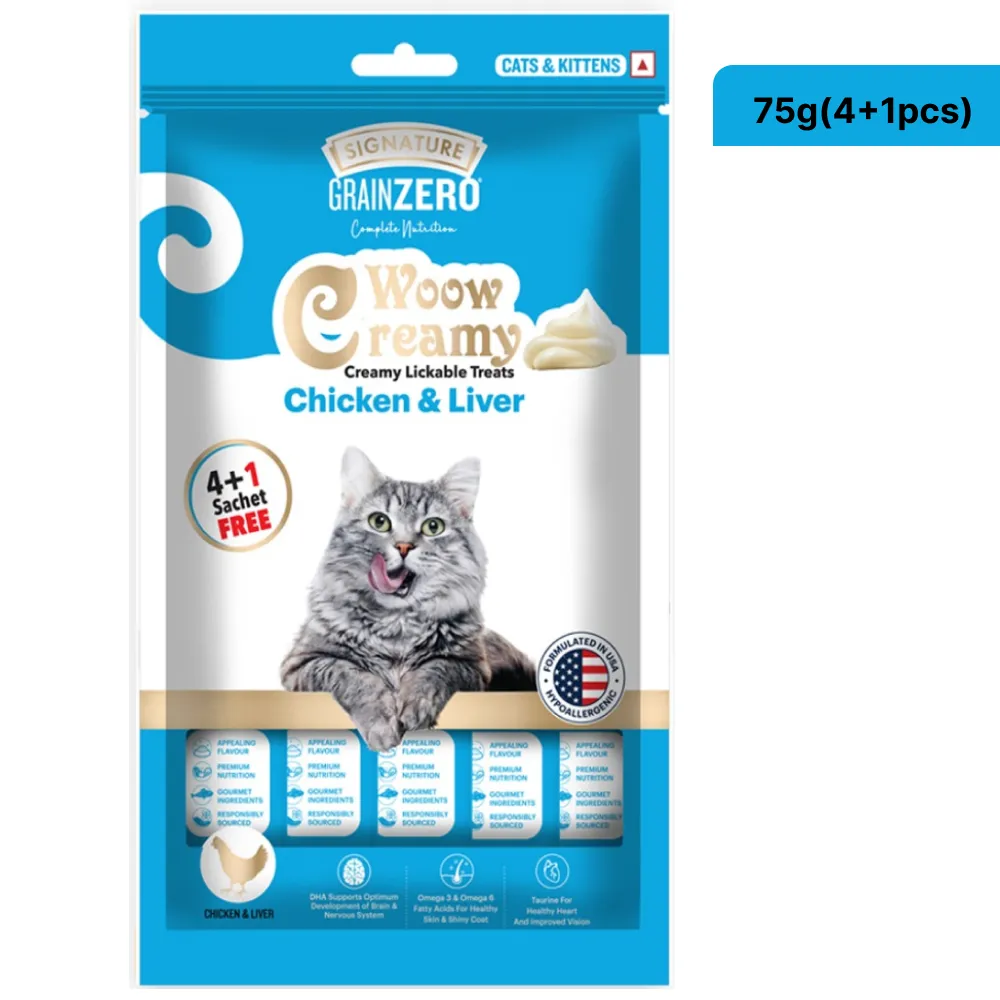 Signature Grain Zero Crab, Salmon, Chicken and Liver Lickable Creamy Cat Treats Combo