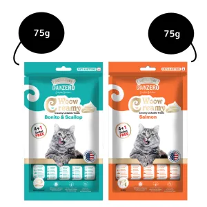 Signature Grain Zero Salmon and Bonito & Scallop Lickable Creamy Cat Treats Combo