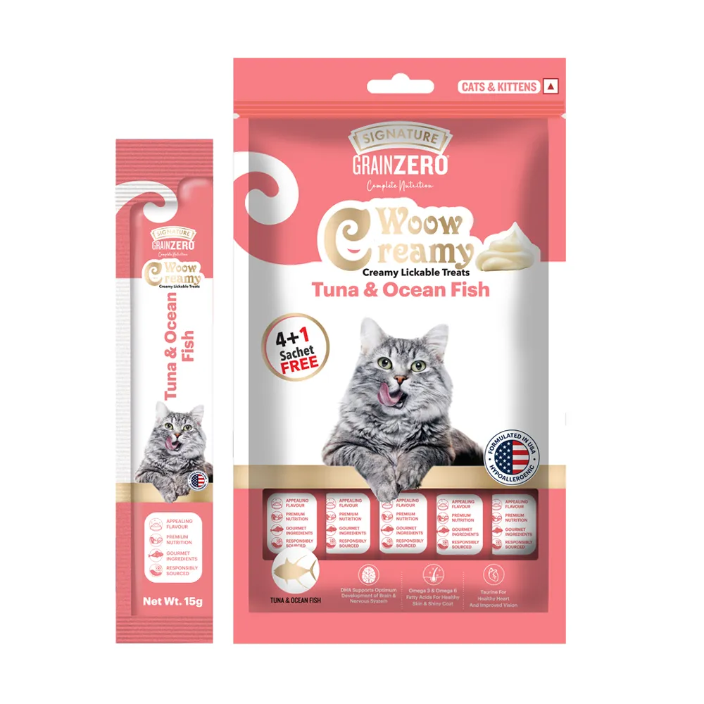Signature Grain Zero Tuna and Ocean Fish & Chicken and Liver Lickable Creamy Cat Treats Combo