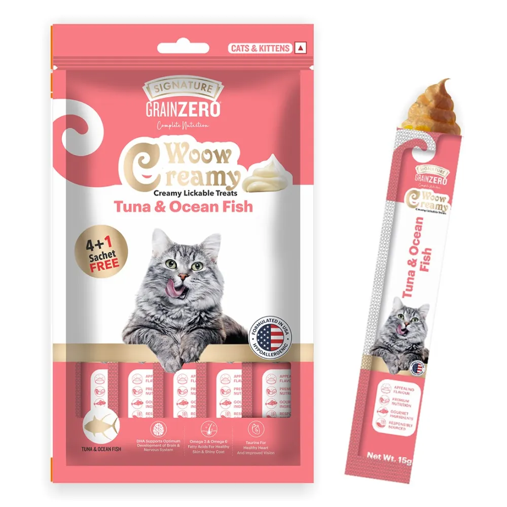 Signature Grain Zero Tuna and Ocean Fish & Chicken and Liver Lickable Creamy Cat Treats Combo