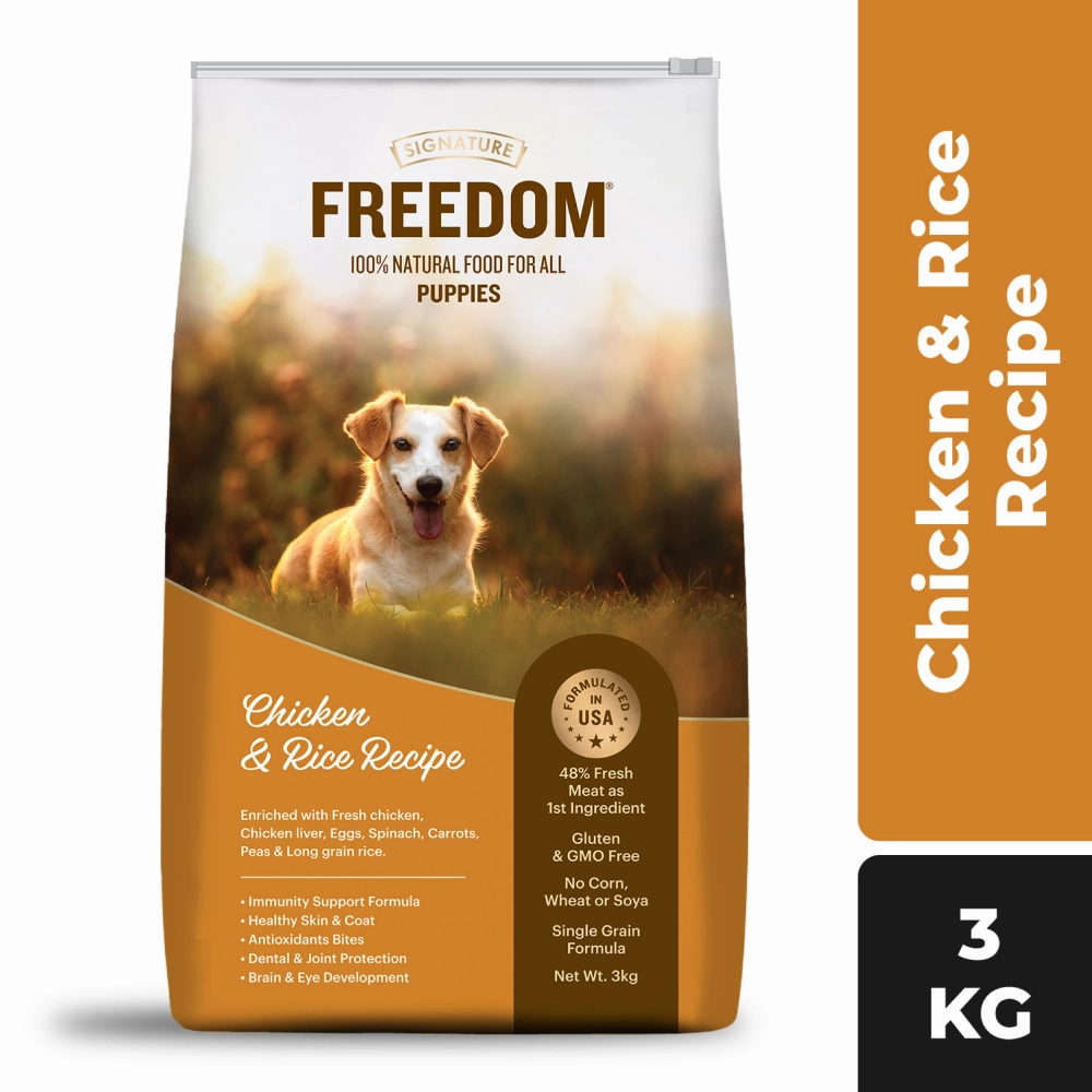 Signature Freedom Chicken and Rice Recipe and Grain Zero Real Chicken, Egg and Vegetables Puppy Dog Dry Food Combo