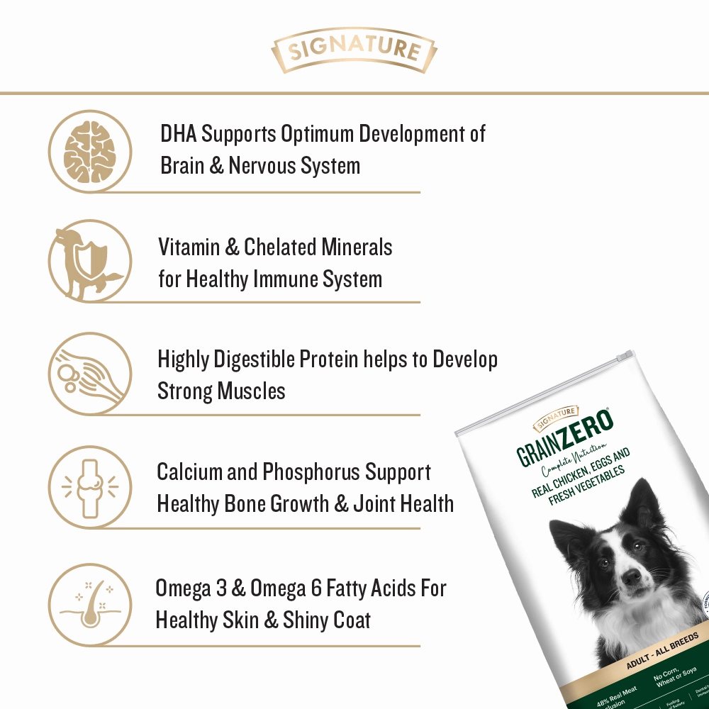 Signature Grain Zero Chicken Egg Vegetables Adult Dry Food, Kennel Kitchen Chicken Flaxseed Stick Dogs Combo