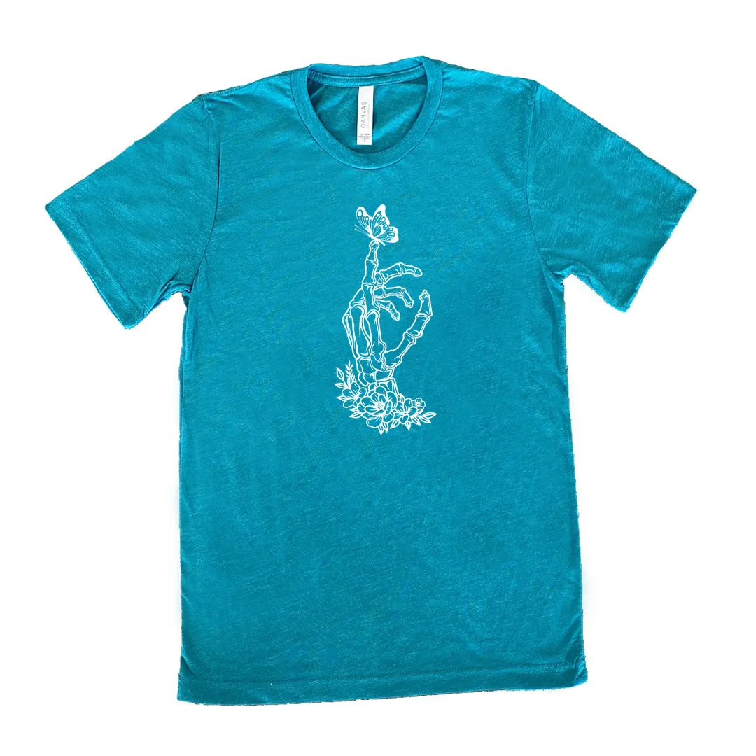 Skeleton Hand Butterfly Shirt Unisex
