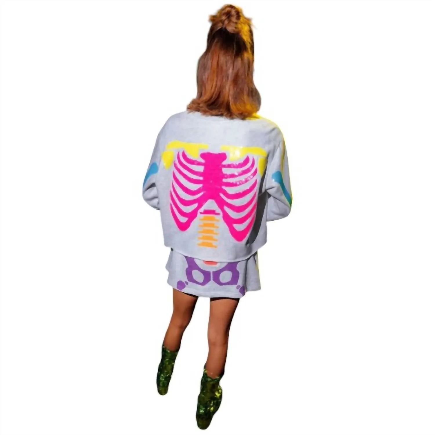 Skeleton Skort In Grey & Neon