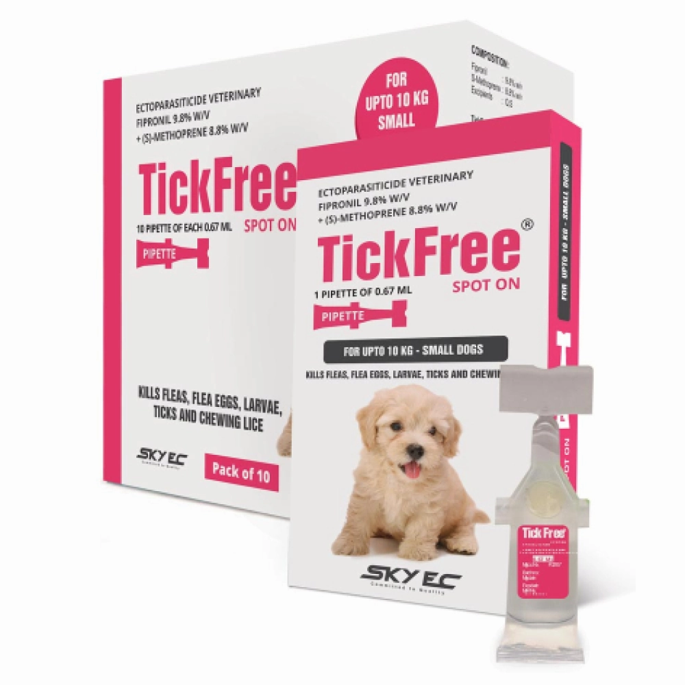 Skyec Tick Free Tick & Flea Control Powder (100g) and Spot On for Dogs (Upto 10kg) Combo