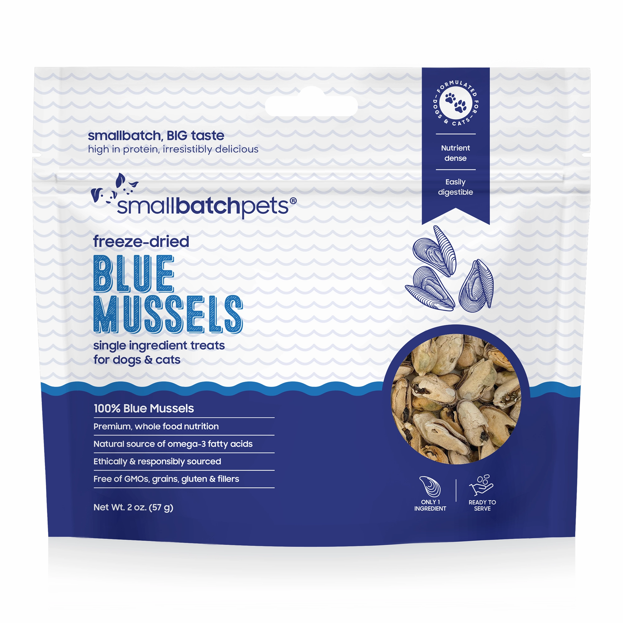Small Batch Freeze Dried Blue Mussels 2 oz