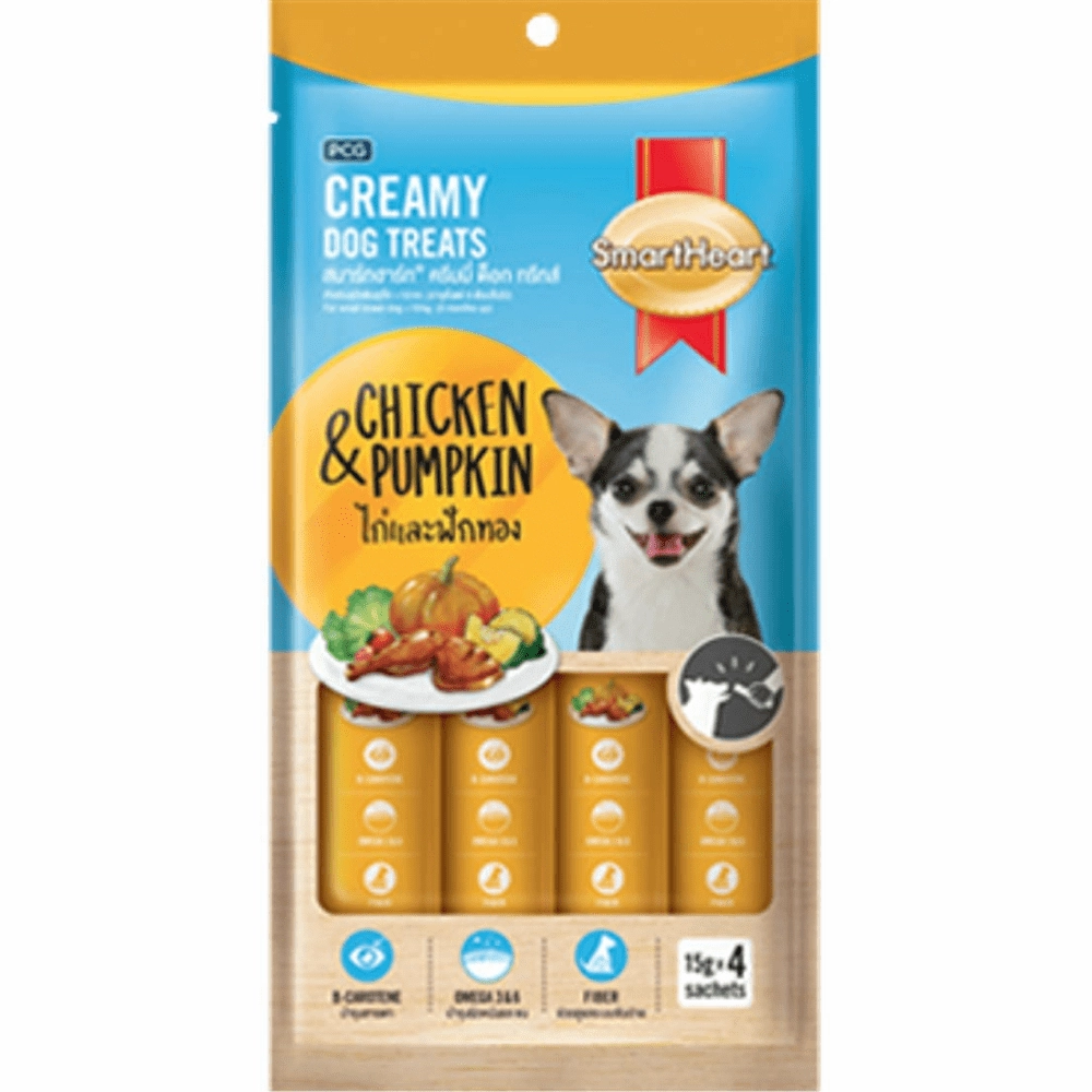 SmartHeart Chicken & Carrot, Chicken & Pumpkin, Chicken & Spinach and Chicken & Strawberry Dog Creamy Treat Combo
