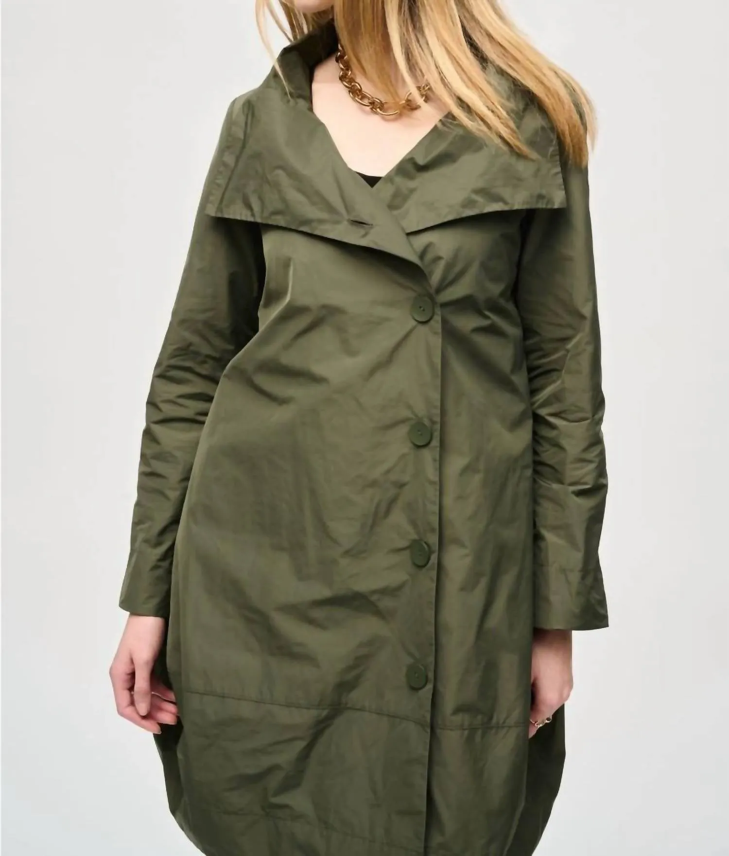 Softshell Long Sleeve Cocoon Coat In Iguana